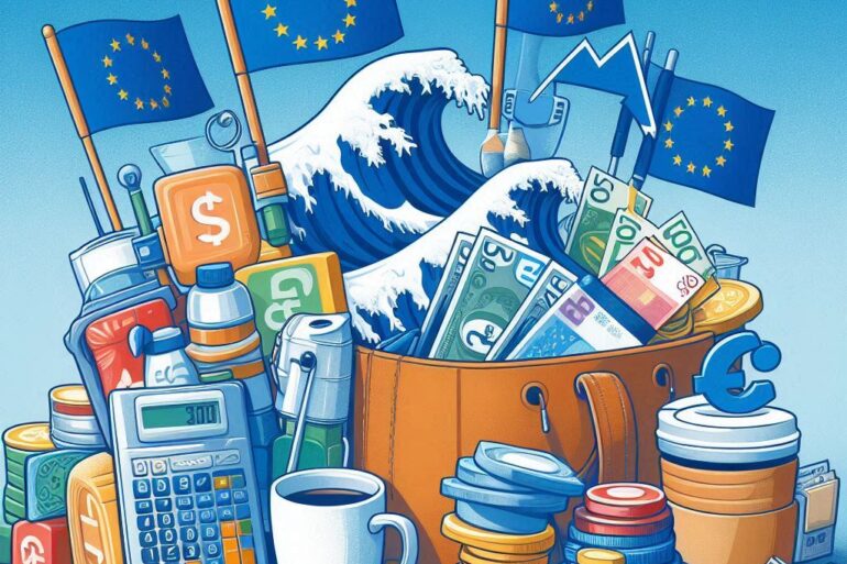 Koláž k růstu životních nákladů v EU. zdroj: Copilot/Designer