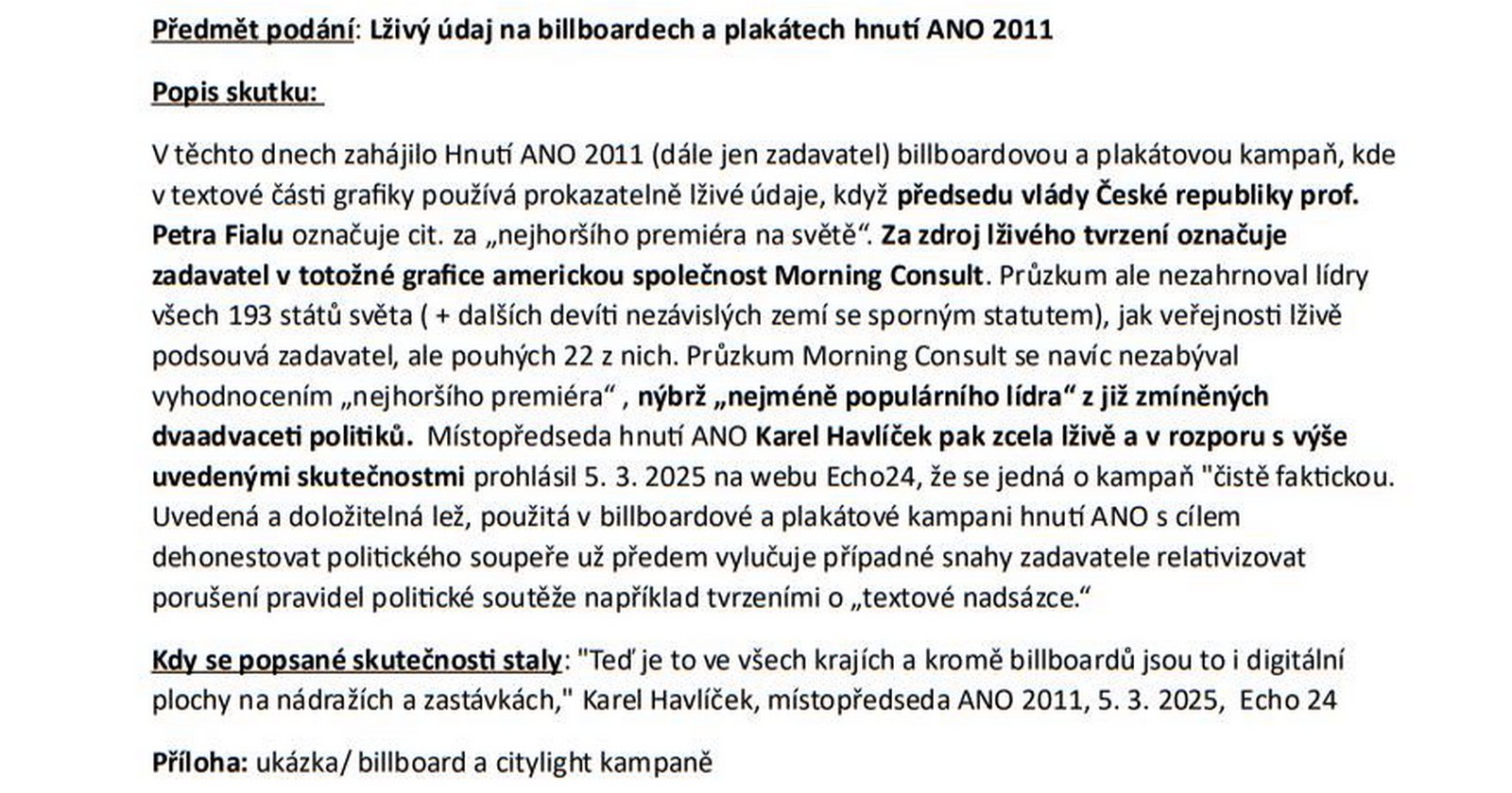 Stížnost Zdeňka Šarapatky