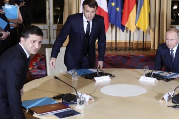 Zelenskyj, Macron a Putin v prosinci 2019