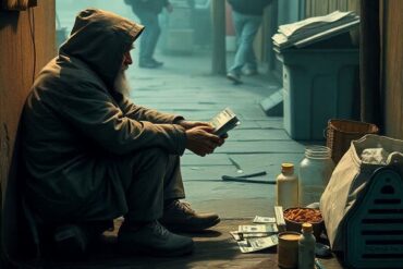 Bohatý bezdomovec - ilustrační koláž Deníku TO