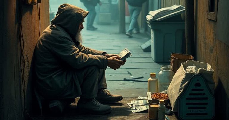 Bohatý bezdomovec - ilustrační koláž Deníku TO