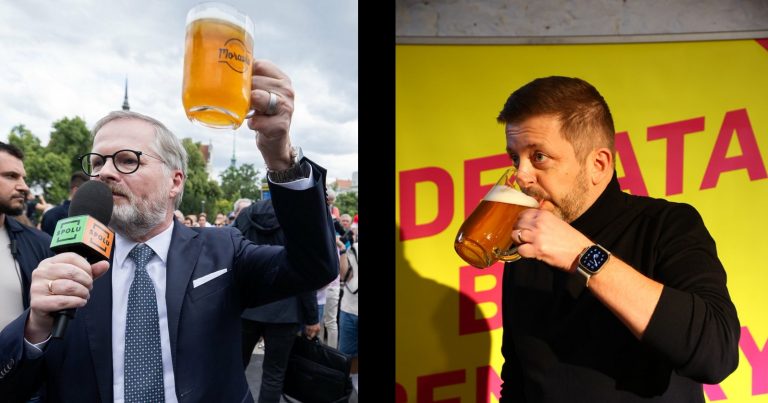 Petr Fiala a Vít Rakušan připíjí na zdraví českého národa