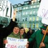Demonstrace na podporu vzpoury v České televizi, leden 2001